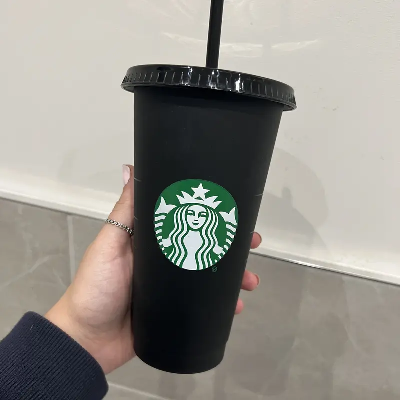 Reusable Uk Starbucks Cold Cup Tumbler-Black w/ Lid & Straw 24oz-NEXT DAY DISPATCH - Coffee Cup - Frosted - Bulk buy - Personalised Option Available Bottle Drinkware 2