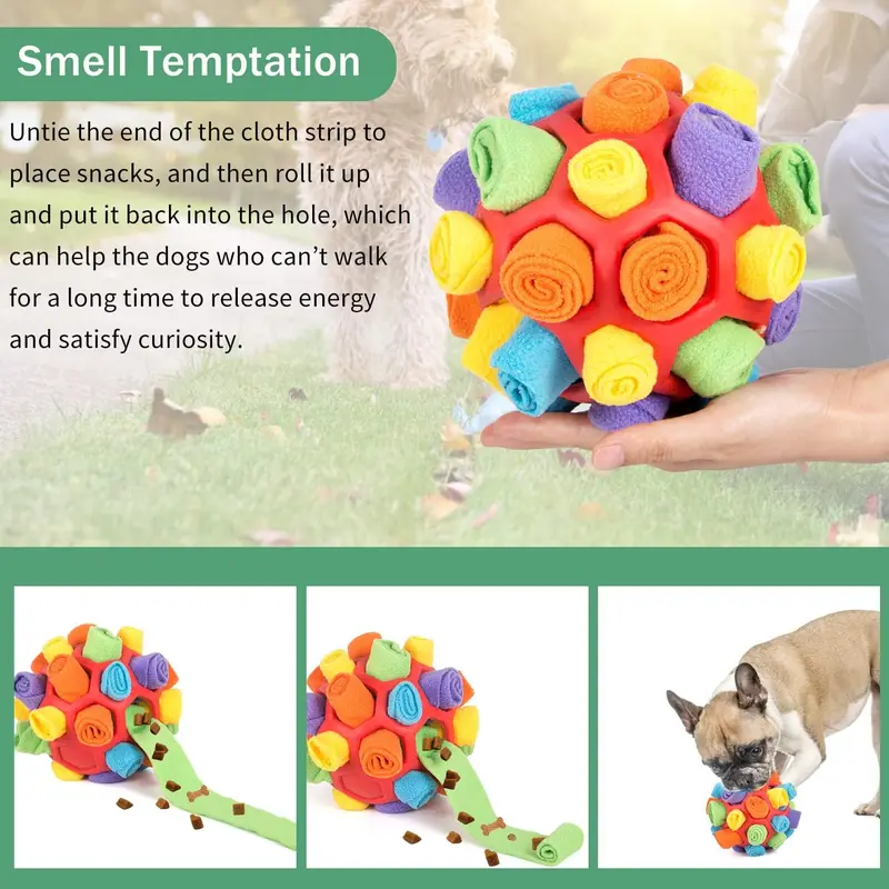 Interactive Dog Puzzle Toy – Snuffle Ball & Treat Dispenser for Slow Feeding, Mental Stimulation & Foraging – Squeaky & Durable Dog Toy - Herding Ball Dog enrichment 3