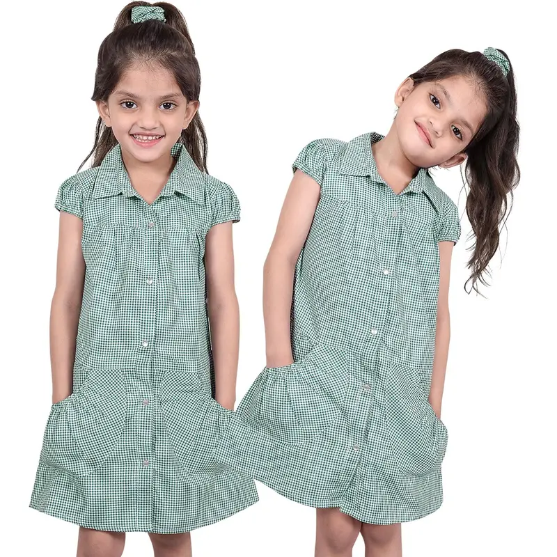 A2Z 4 Kids Girls School Uniform 2 Pack Pleated Gingham Checked Summer Dress Age 3 4 5 6 7 8 9 10 11 12 13 14 Years 4