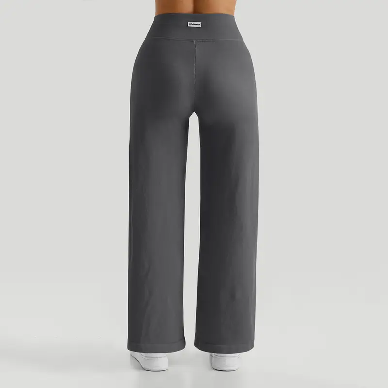 Mooslover UK Women Casual High-Waisted Wide Leg Straight Pants Breathable Trousers 7