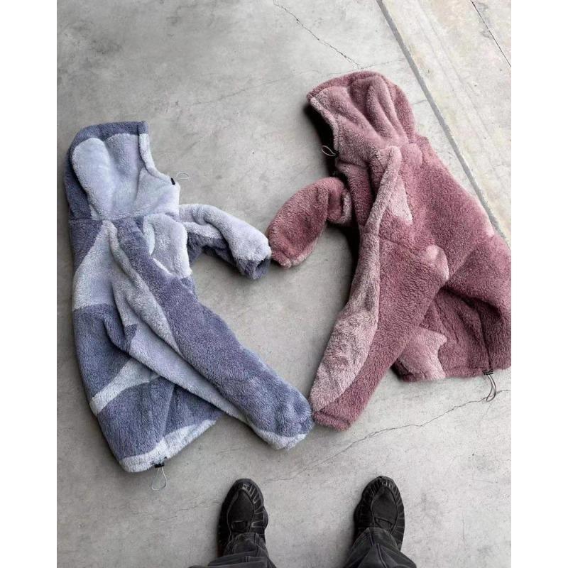 American fashion cute style color oversized jacket women's fashion loose Harajuku long sleeved warm zipper cardigan clothes men 7