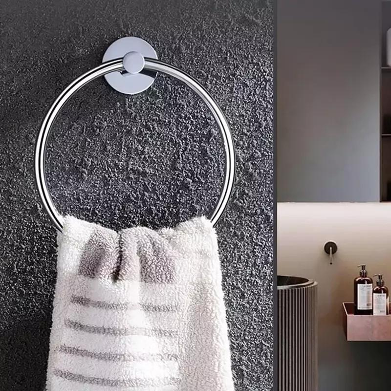 Stainless Steel Toilet Roll Holder and Towel Ring Set Bathroom Wall Mounted UK 2