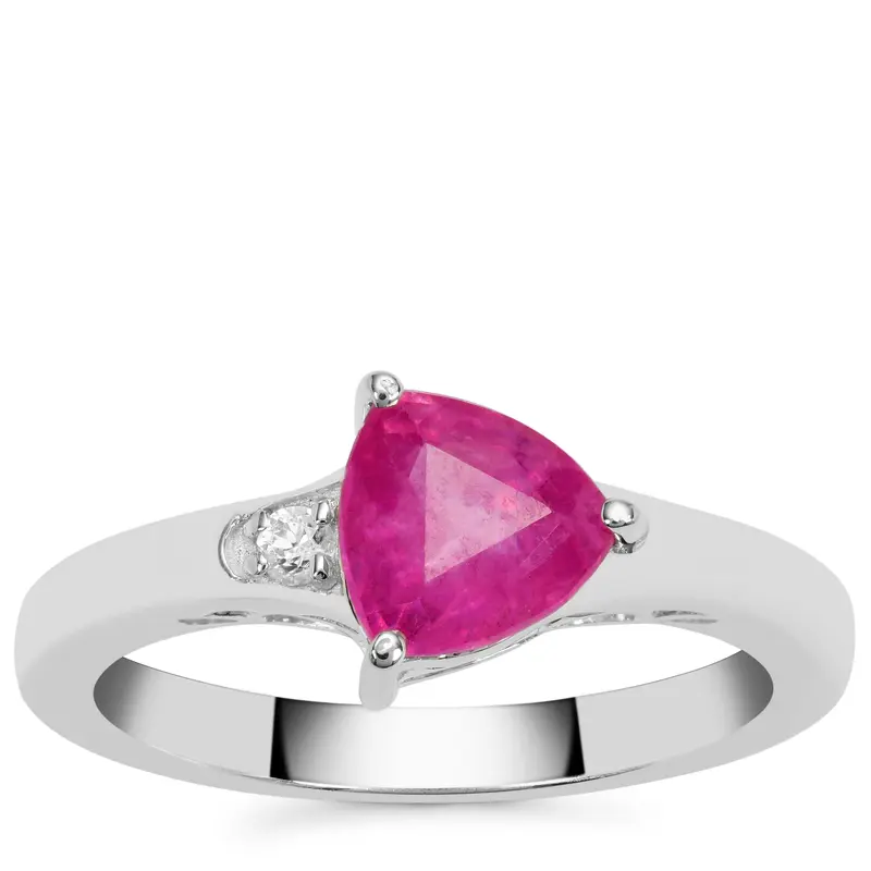 Ilakaka Hot Pink Sapphire & White Zircon Silver Ring 2