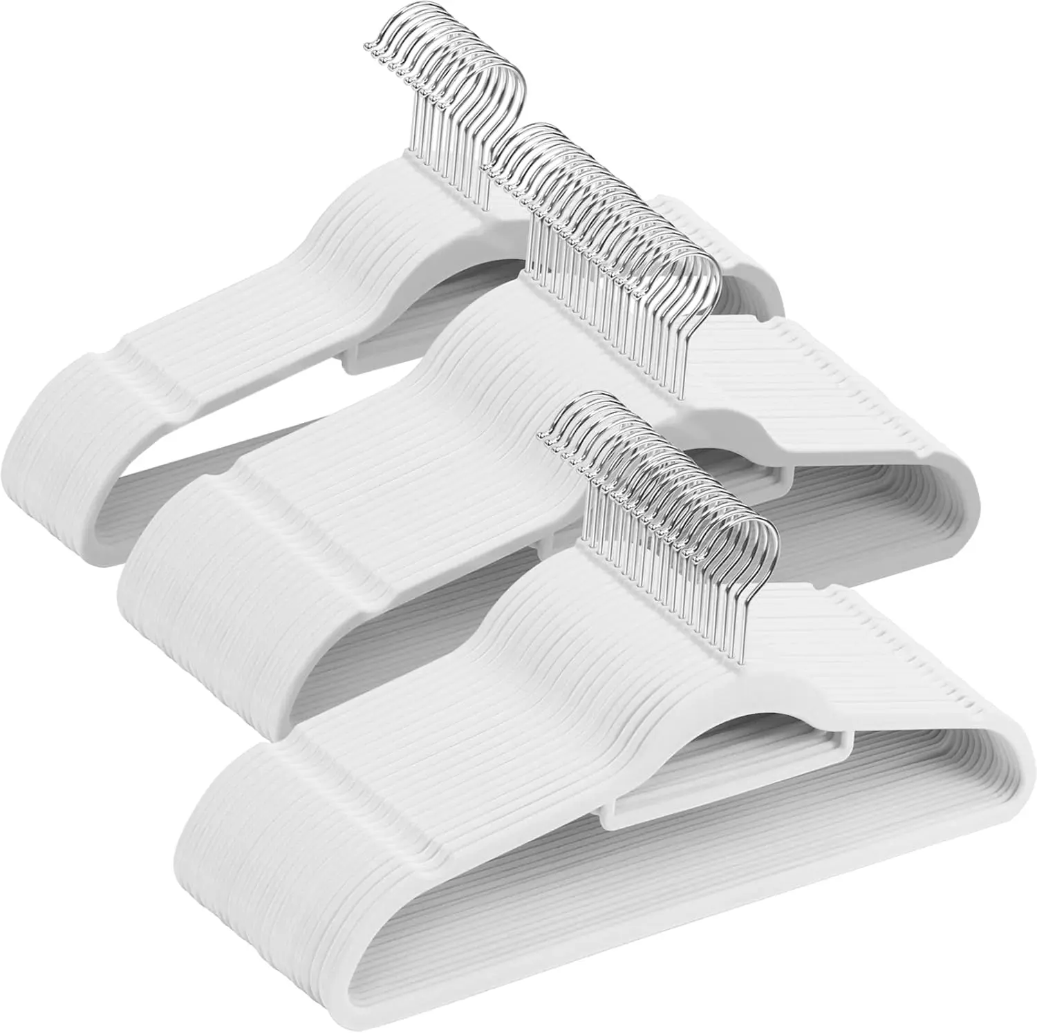 20 Pack Ivory Coat Hanger, Velvet Flock with 2 Non-Slip Notches, Tie Organizer and 360° Hook, Space Saving Hanger for Suspenders, Coats, Jackets and Suits Hanging