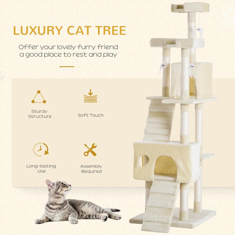 Cat Tree for Indoor Cats Play Tower Activity Center Kitten Scratch Post Climbing Tower 181 cm 3