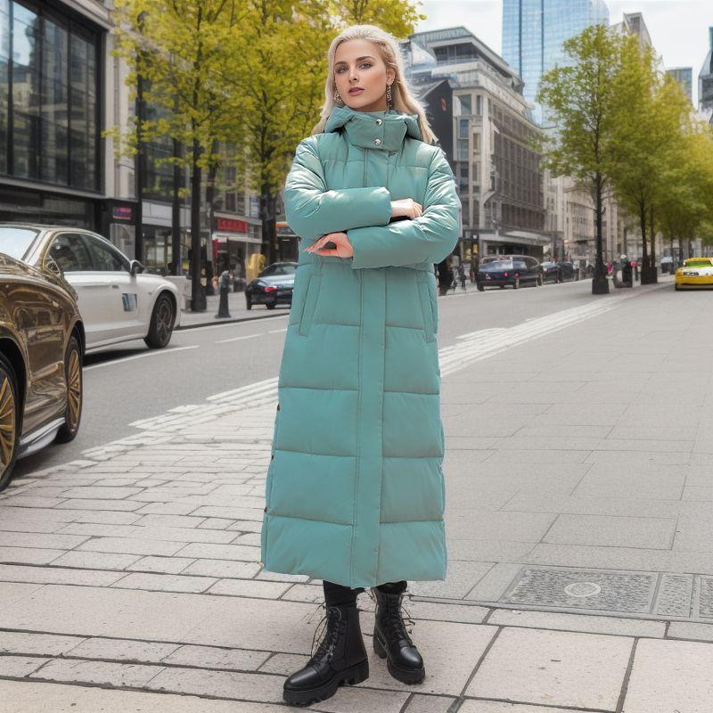 Product Introduction of Over The Knee Long Parkas Coat Female 2024 Winter Fashion Slim-fit Down Cotton Hooded Thick Warm Parkas Coat Winter Jacket Women 6
