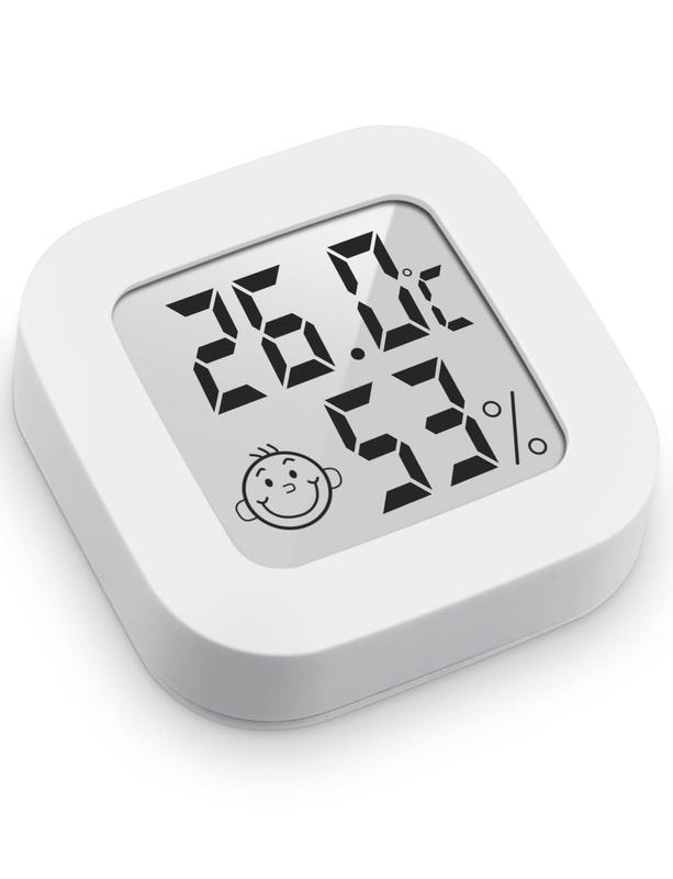 Digital Hygrometer Indoor Thermometer Room Thermometer and Humidity Gauge with Temperature Humidity Monitor for Greenhouse, Garden, Cellar (1 piece, white, 4.3cm*4.3cm) 0