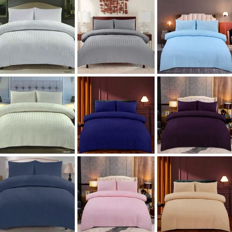 Northern Luxe Seersucker Duvet Cover Set with Pillowcases - Available in 13 Colours 1