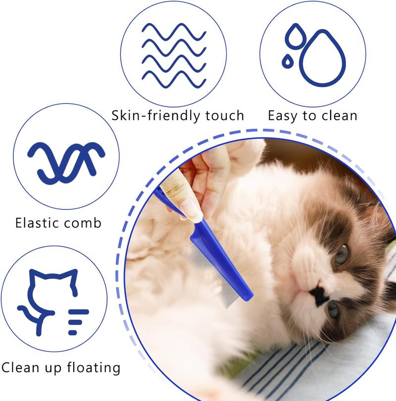 Product Introduction of 2 Pieces Nit Comb, Flea Comb for Cats Dandruff Comb Removal Lice Grooming Combs Fine Teeth Comb Blue Cat Comb Set for Removing Float Hair Tear Stain, Blue 3