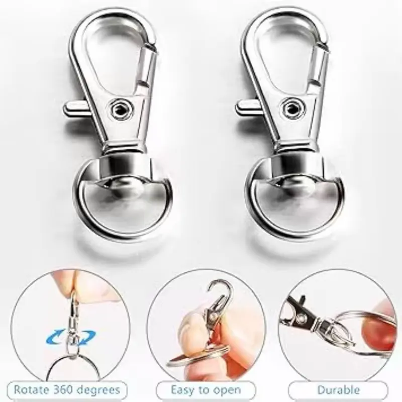 100Pcs Swivel Lobster Clasps & Key Ring   Hoops with Plastic Box,50Pcs Metal Clips and 50Pcs Keyring Key Chain Hooks with Split Rings for Jewellery Making Hanging Crafts, Silver 2