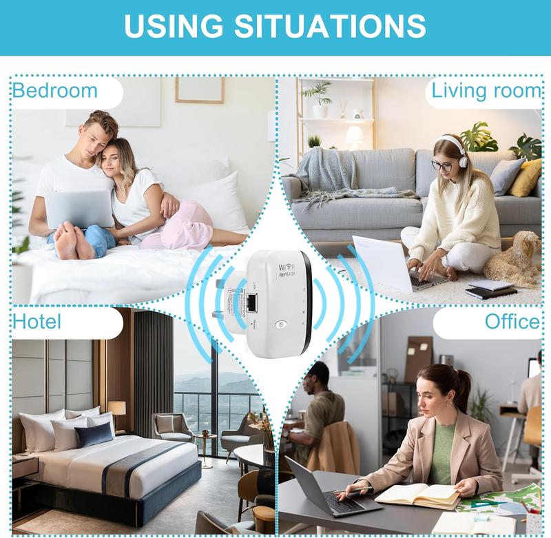 Product Introduction of WiFi Extender Booster, Internet Coverage Up to 3000 Sq.Ft! Works with 45+ Devices & Features Easy Setup,2.4GHz Band WiFi Extender, LAN Port,UK Plug 5