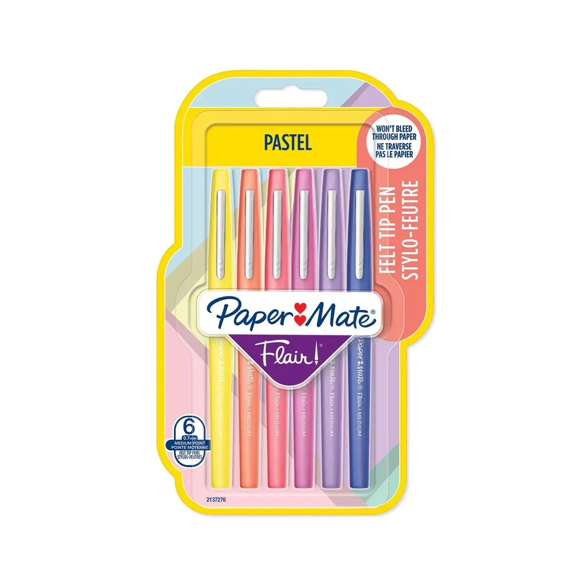 Papermate Flair Pastel Pack of 6 Colour Pens - Office Stationery and Supplies rainbow pencils school new