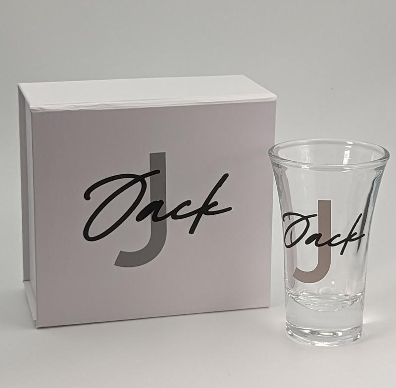 Personalised Shot Glass with optional Gift Box, corporate, birthdays, weddings, engagement parties 2