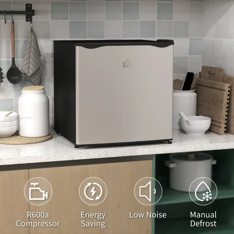 HOMCOM Tabletop Mini Freezer with 35 Litre Capacity, Small Freezer with Reversible Door, Adjustable Temperature and Removable Wire Shelf for Bedrooms, Home Office, Silver Tone 7