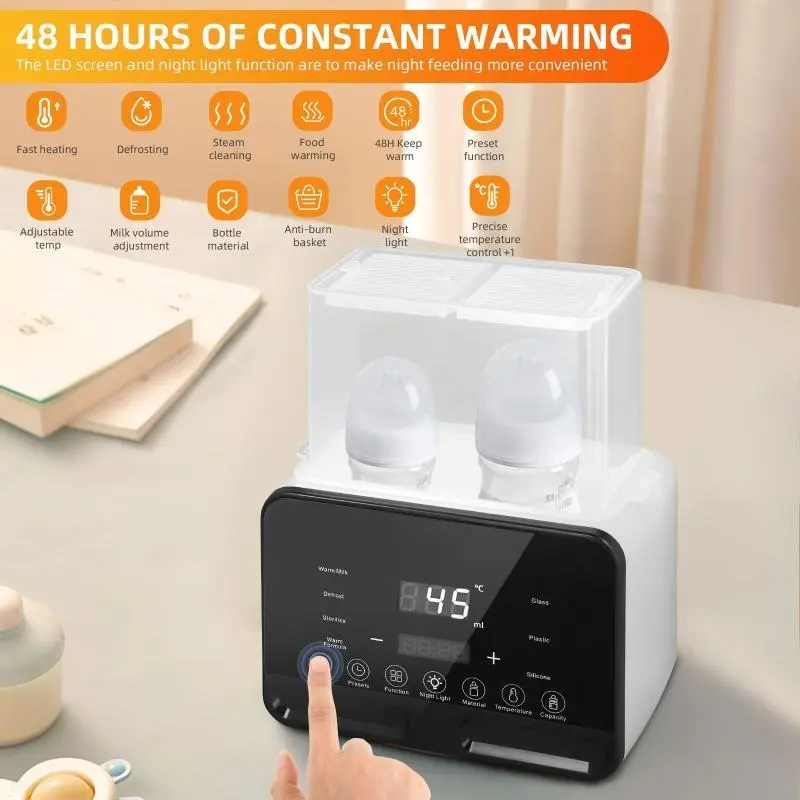 Baby bottle heater, Double bottle Sterilizer, LCD heating display, Fast baby food heating and defrosting, baby food heater, breast milk and formula, precise temperature control, a must-have in the home 1
