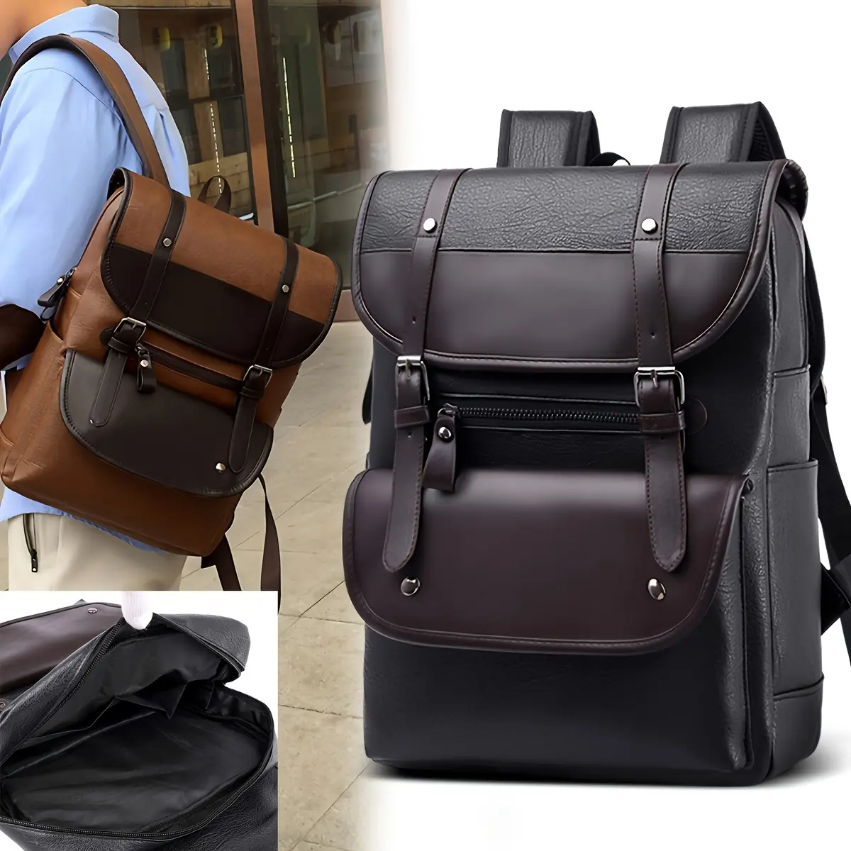 Men's Fashionable Korean-Style Backpack - Versatile Travel and Commuter Bag with Adjustable Straps, Multiple Compartments, and Secure Zippered Closures for Daily Use