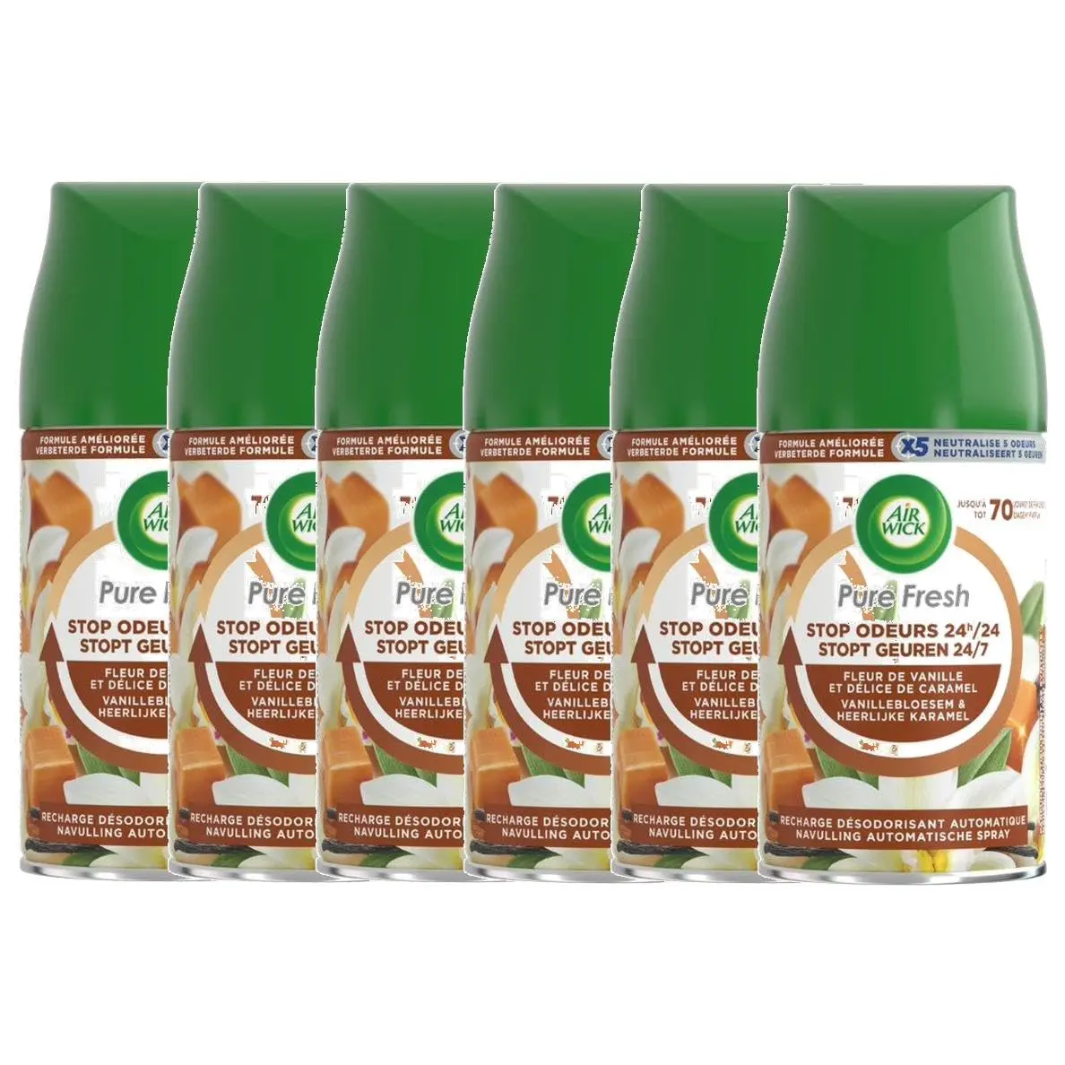 AIR WICK Freshmatic Refill Air Fresheners Pack of 6 Vanilla & Caramel 250 ml