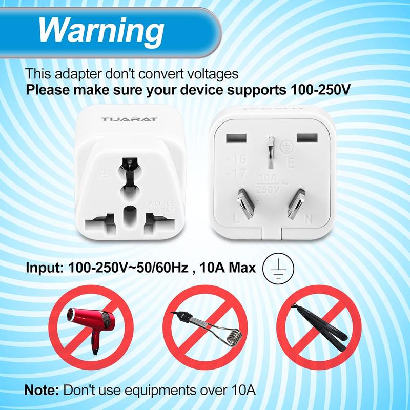 Travel Adapter with Universal Travel Accessories Input, US, UK, India, UAE, EU to Australia 3 Pin Power Plug, Type I AU International Power Adapters (Pack of 4) Metal Devices Charging Electronic 2