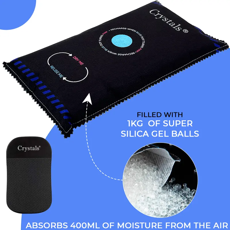 Pack of 2 Crystals Car Home Dehumidifier Bag - 1kg Large Moisture Absorber Pad for Windscreen and Cupboards 6