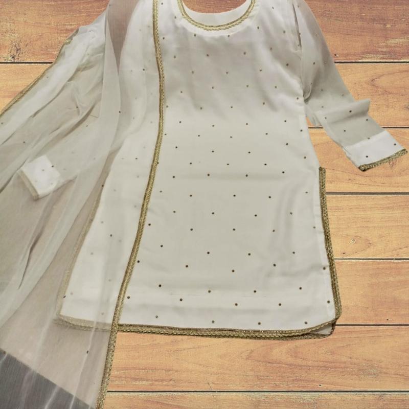 Lightweight and Comfortable 3-Piece Chiffon Semi-Formal Suit with Tussle for Back Design - Fit 6