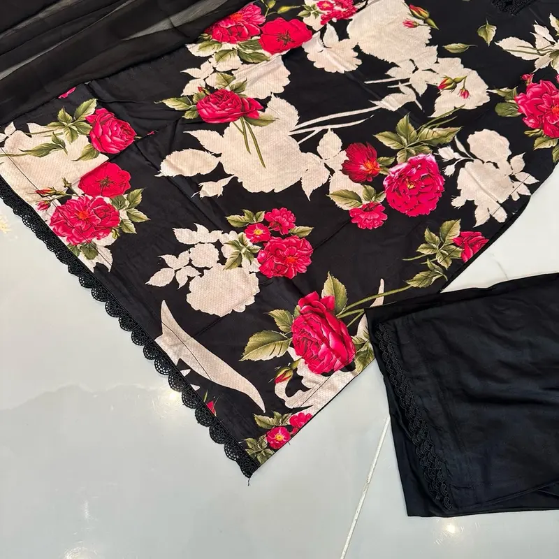 Floral linen Hit design Pakistani 3pc suit 5