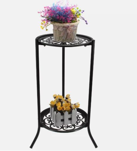 Metal Plant Stand 2 Tier Flower Pot Holder Display Shelves Rack Indoor Outdoor 5