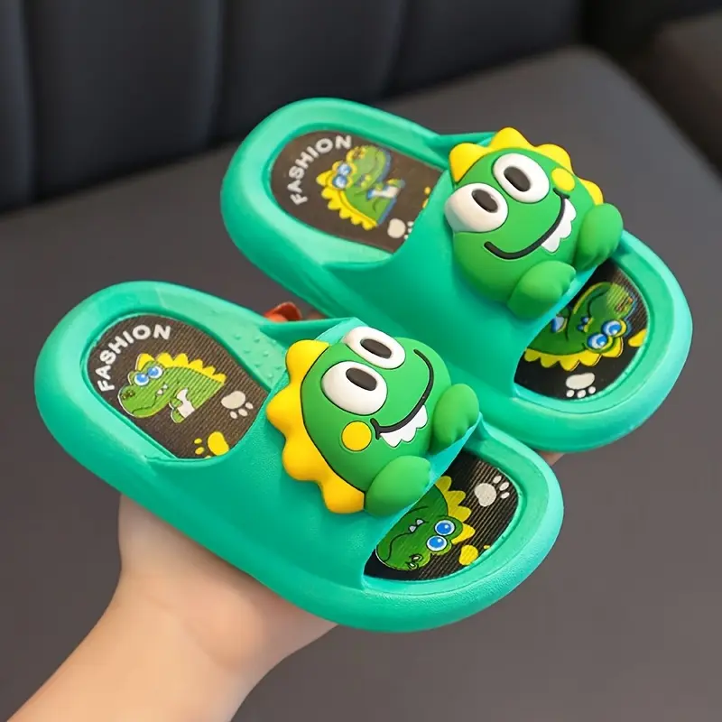 Cute Cartoon Slippers, Anti Slip And Lightweight Open Toe Slippers, Comfortable Home Slippers, Shower Shoes, All Seasons Footwear Walking Shoes Women Girl Flipflop Slide Green 1
