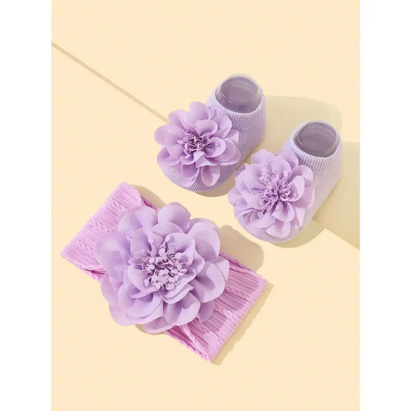 1pc Cute Baby Plush Bear Decorative Headband + 1 Pair Of Socks Love Valentine 1