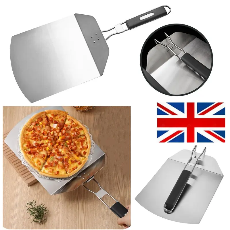 Folding Pizza Peel Spatula Long Handle Turning Super Smooth Paddle Non-Stick 0