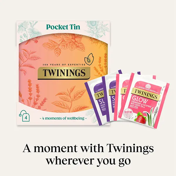 Twinings Orange Pocket Tin with 4 Infusions Beverage Tea