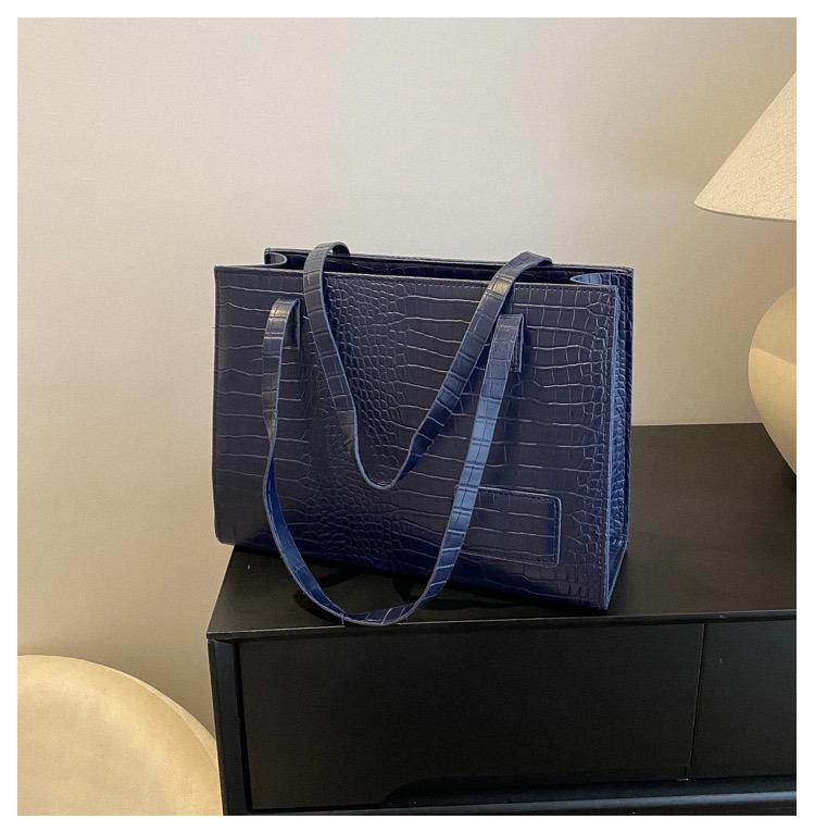 Product Introduction of Fashionable New Stone Pattern Casual Large Bag - Spacious Solid Color Handheld Tote & Shoulder Bag 2