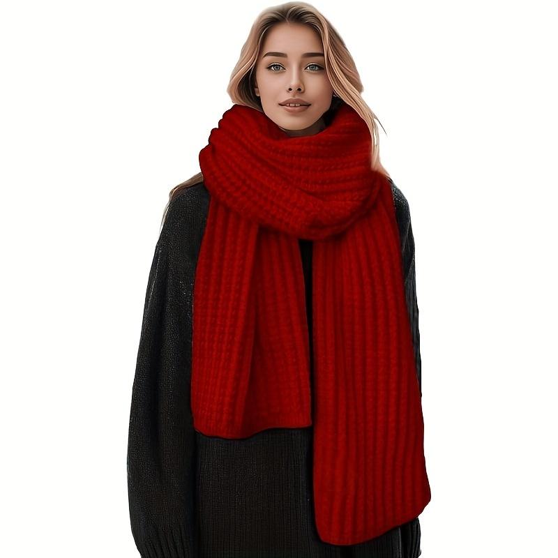 Elegant Solid Color Knit Scarf for Women - Cozy & Warm, Soft Acrylic, Stretchy, Perfect for Winter Fashion Accessory, Hand Washable - Chic Campus Style 4