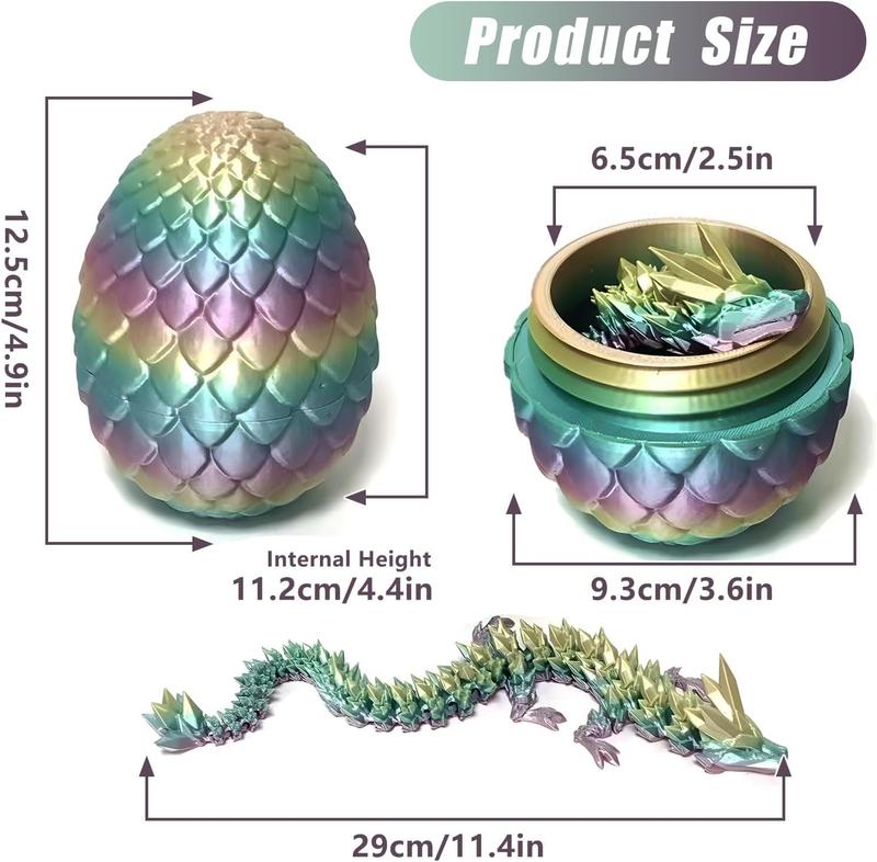 3D Printed Dragon in Egg, Full Articulated Dragon Crystal Dragon with Dragon Egg, Flexible Joints Home Décor Executive Desk Toys, Home Office Decorative Decor Ornaments Decoration 5