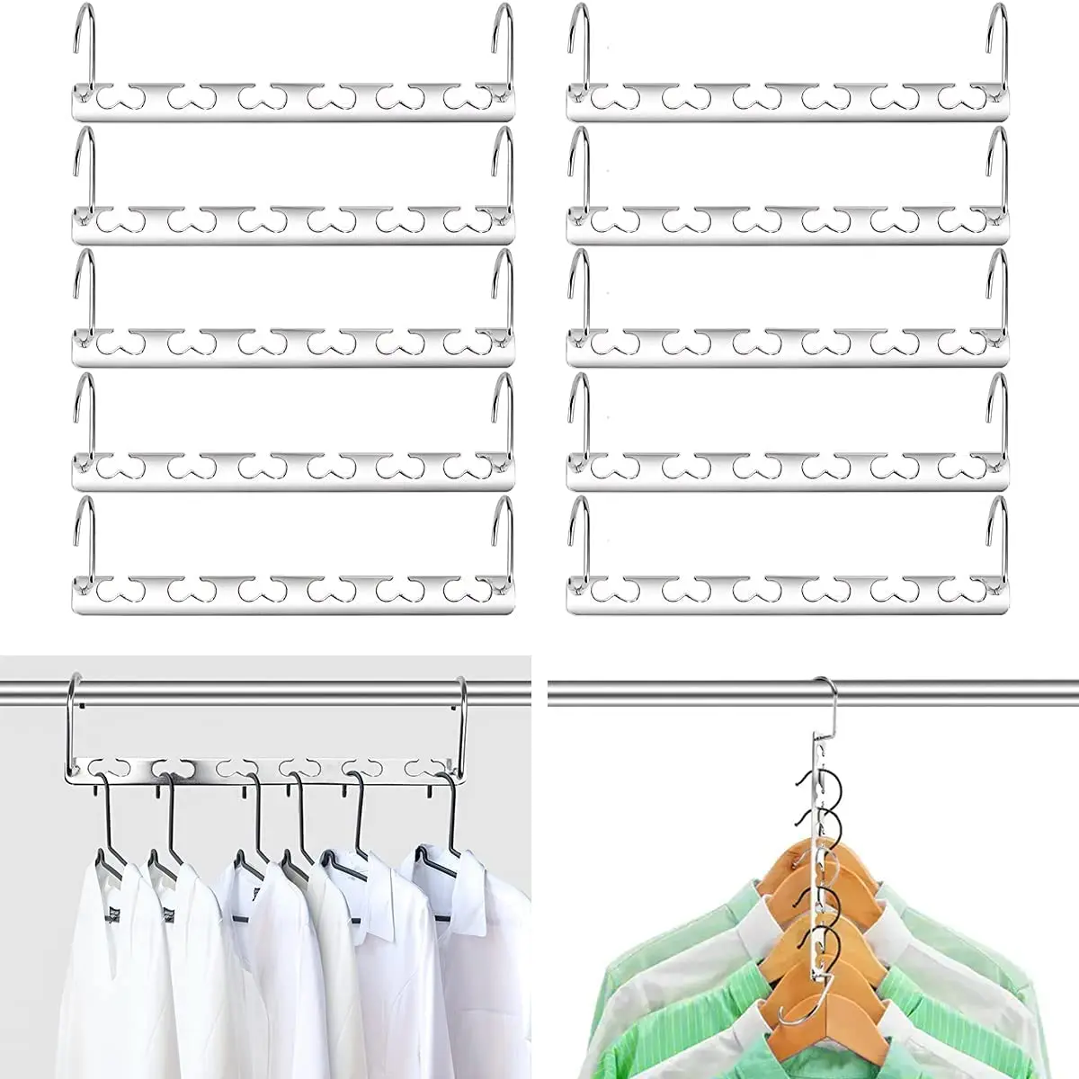 10 Pcs Hero Hanger Space-Saving Metal Magic Hangers for Clothes - Hanging Organiser coffee  mug  rack kitchen  roll  holder microwave  shelf