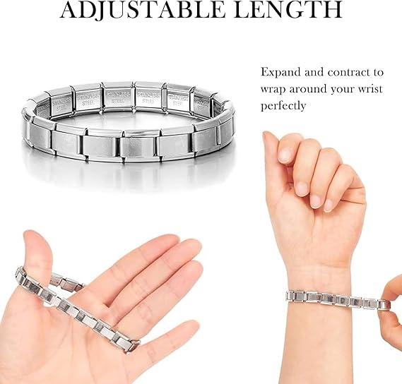 Italian Charm Bracelet- 2 PCS 9mm  DIFFERENT COLOURS Nomination Bracelets, unisex Nomination Bracelet, Stainless Steel Elastic Bracelet, Personalized Titanium Steel Bracelet, Gift For Friends gifts nomination  bracelets kandi  bracelet di  bracelet 3