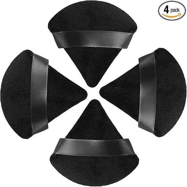 Powder Puff, 4 Pcs Triangle Powder Puffs for Pressed Powder, Velvet Setting Makeup Puff Powder Sponge with Strap, Reusable Wet Dry Dual-use Face Make Up Cosmetics Cleansing Beauty Make-up Puff Visit the HEYMKGO Stor 0