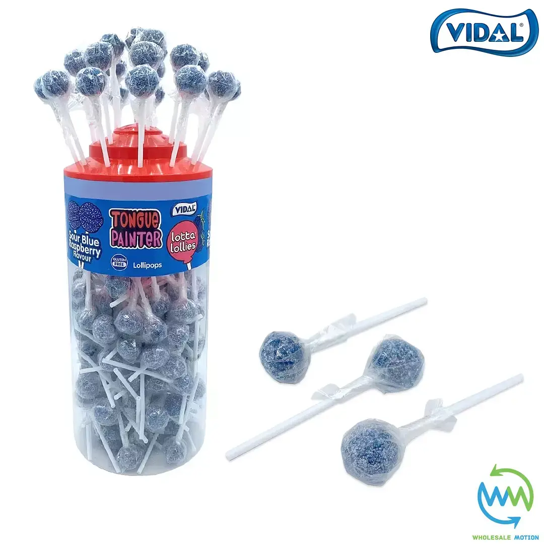 Vidal Lotta Lollies BLUE RASPBERRY Tongue Painter Lollies SWEETS Lolly PARTY Bag Lollipops Snack Retro Party Bag Filler loli pops