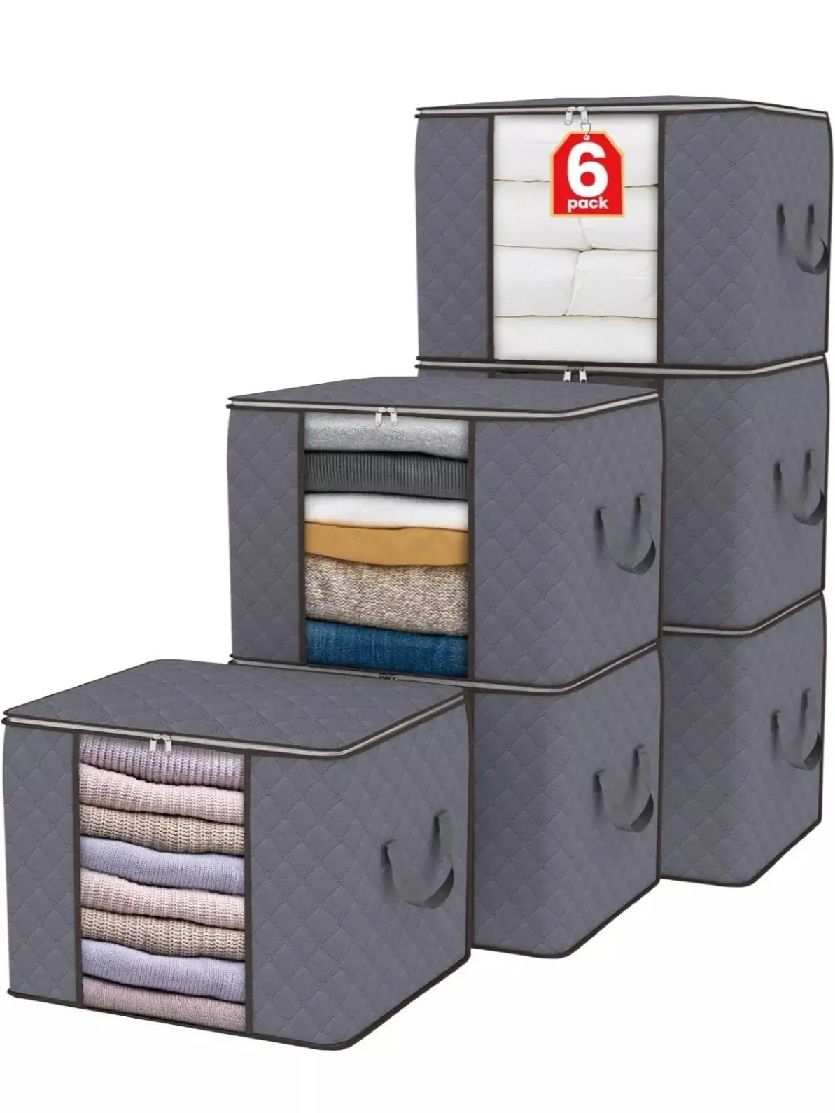 4x Large Clothes Storage Bags Zipped Organizer Underbed Wardrobe Cube Closet Box Multicolor