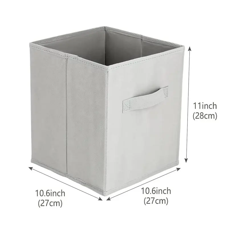 LN COZY CORNER  Set of 6 Cube Storage Boxes Cubes Storage Cubes Fabric Storage Boxes Foldable Storage Baskets for Closet Shelves Bedroom Organizing Clothes and Book (Gray, 27x27x28cm) 1
