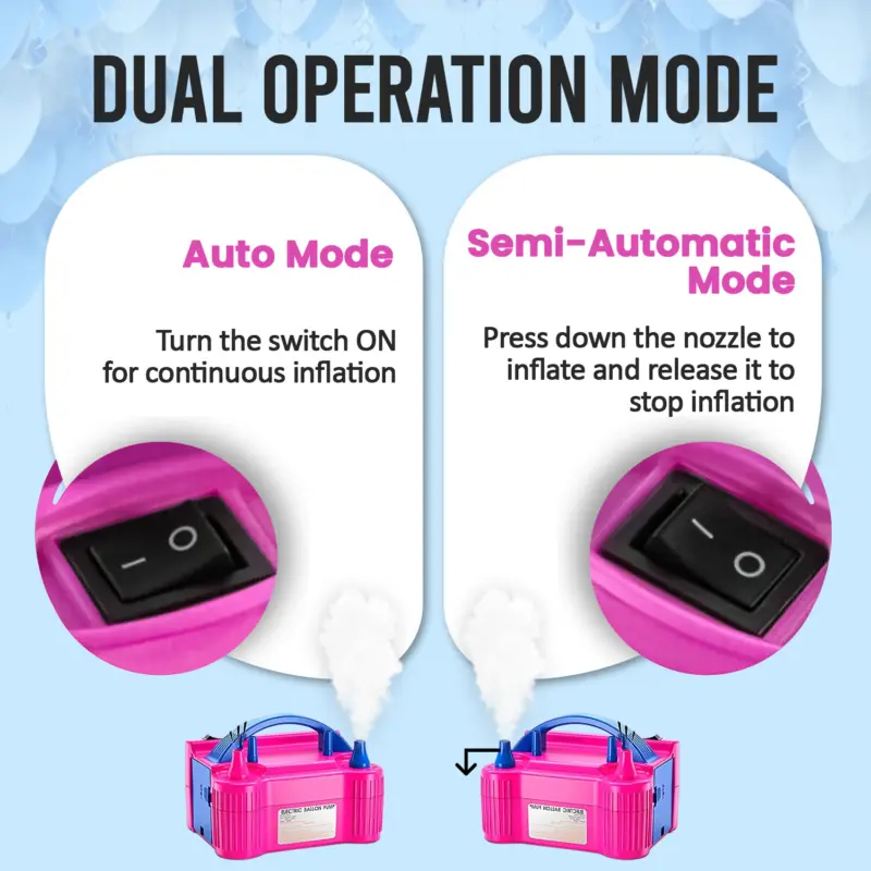 Portable Electric Balloon Pump High Power Dual Nozzle Air Pump Balloon Inflator 6