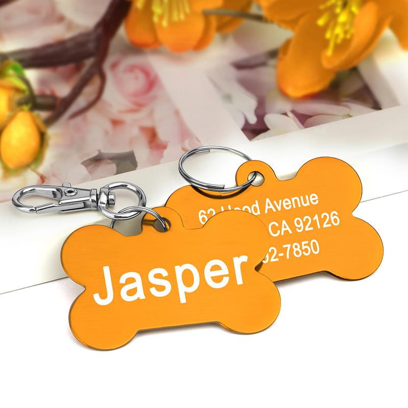 Product Introduction of Personalized Dogs Cats ID Tag Custom Alloy Bone Puppy Kitten Collar Accessories Anti-lost Pet Name Tags for Small Large Dog Cat 13