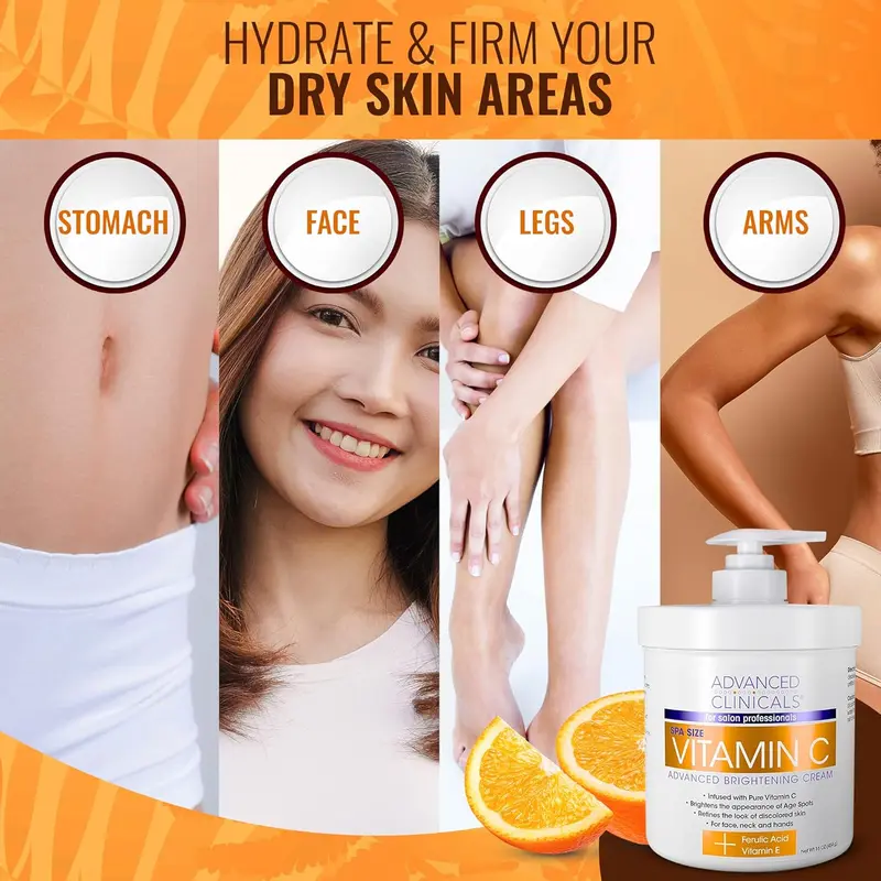 advanced clinicals vitamin c cream Anti-aging, brightening | Age spots, dark spots on face, hands, body | 16oz lotion Body Care Coconut Skin Repair Aloe Aloe Vera Moisture Green Tea 7
