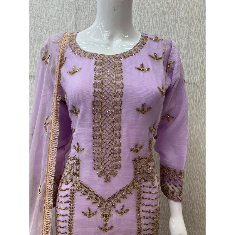 Luxury Festive Chiffon Plazzo bottom Collection Lilac  DP-12 4
