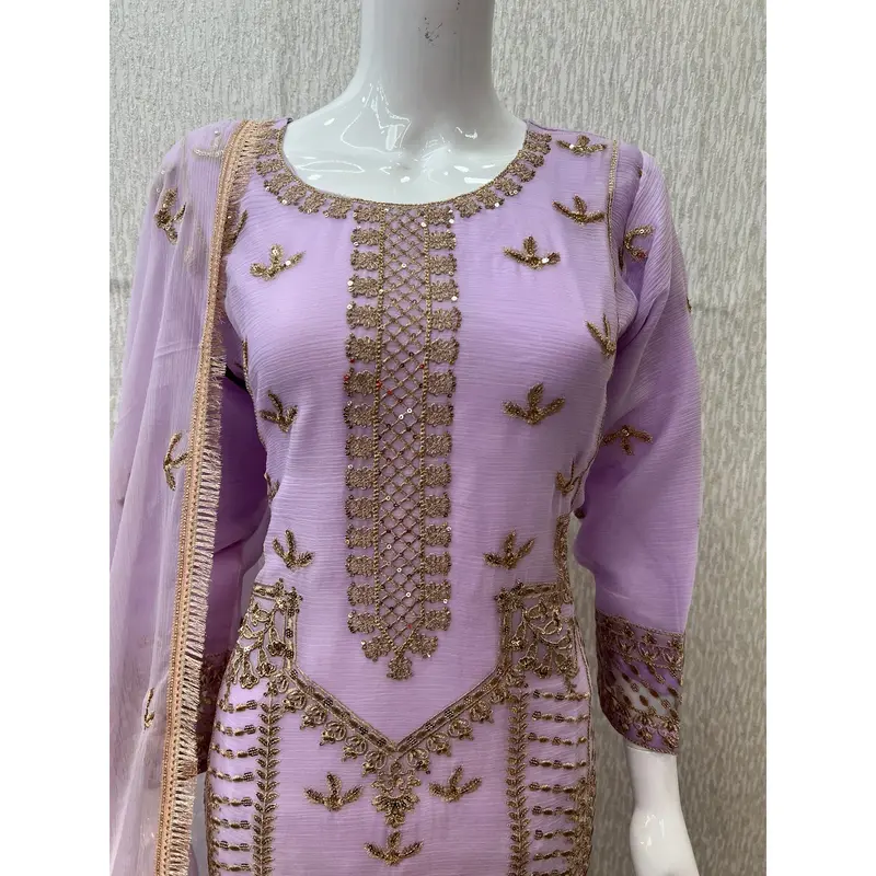 Luxury Festive Chiffon Plazzo bottom Collection Lilac  DP-12 4