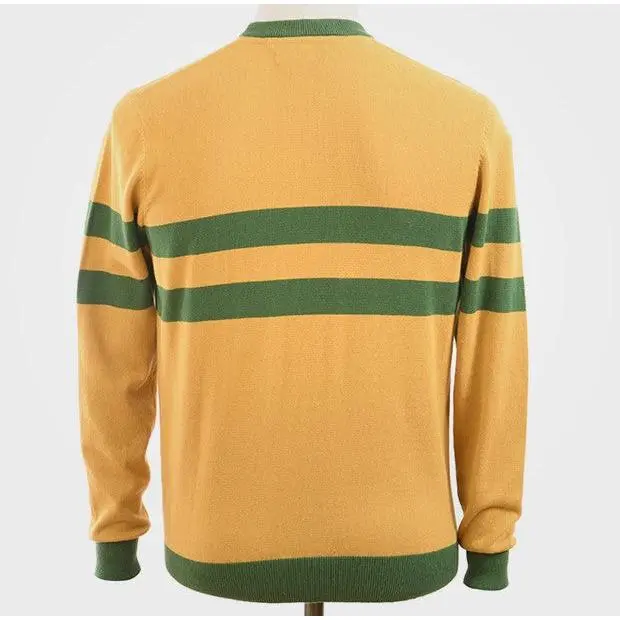 Art Gallery Scene Stripe Crew Neck Knit Mustard 2