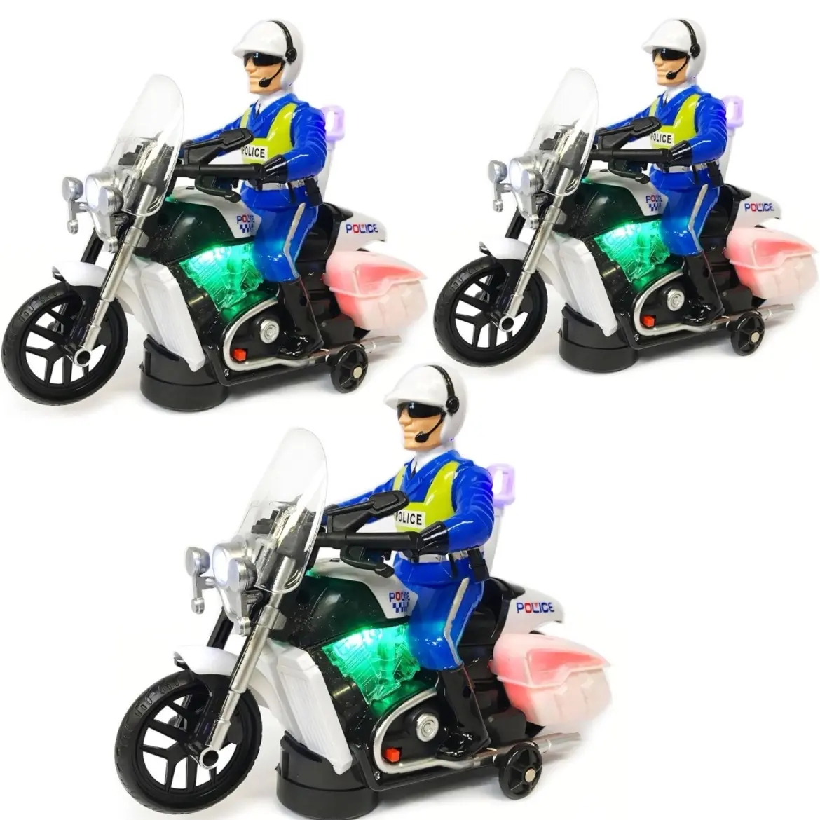 Police Patrol Motorcycle with Lights and Sound for Kids - Bump and Go Toy - 2688B