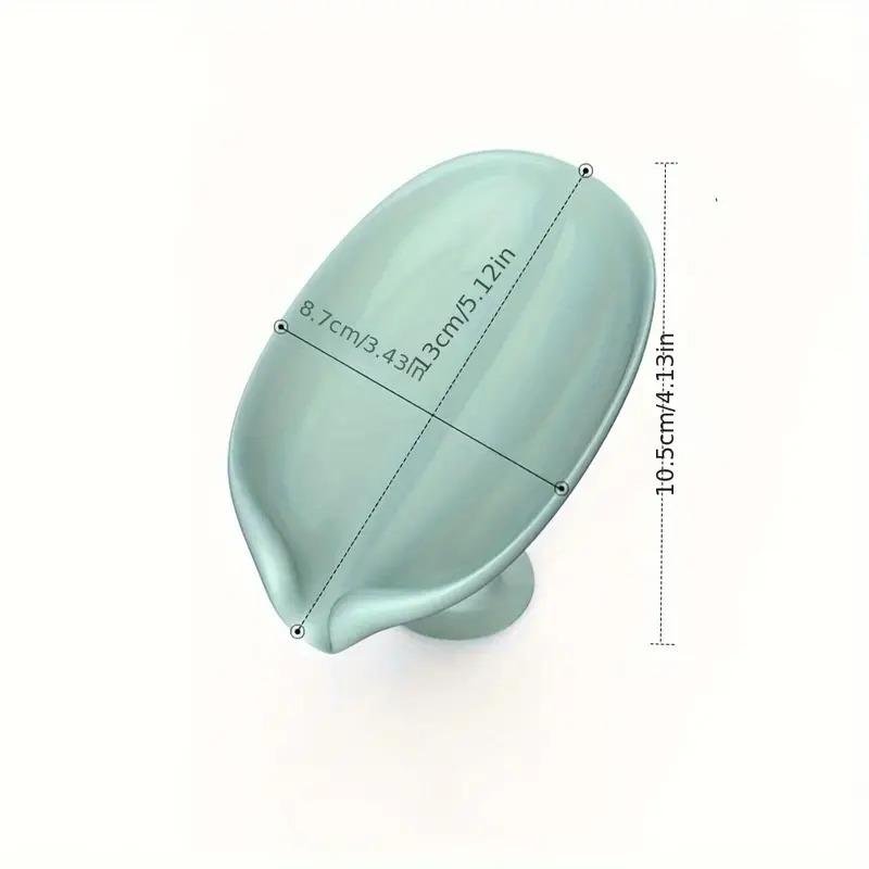 1pc Leaf Shaped Soap Holder, Shower Soap Holder, Bath Soap Box, Sponge Tray, Draining Soap Dish Plastic Accessory 3