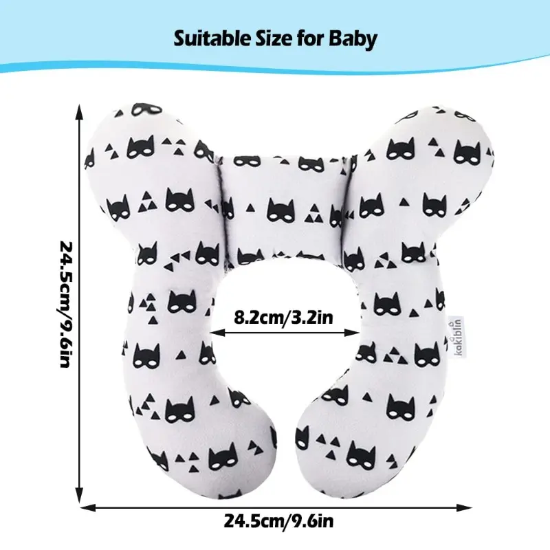 Plush Gray Fox Youngsters Travel Pillow - Soft, Lightweight Polyester Neck & Head Support Cushion with Star Pattern for Car Seats & Pushchairs, Machine Washable 1