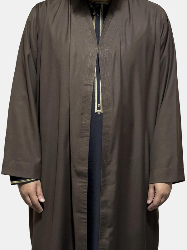 Turkish style overcoat men v-neck robe Muslim Jubbah One-Size 7