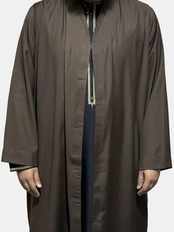 Turkish style overcoat men v-neck robe Muslim Jubbah One-Size 7